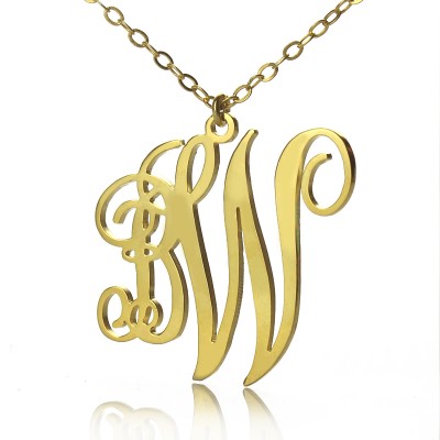 Personailzed Rebe Schriftart 2 Initialen Monogramm Halskette 18 karätigem Gold überzogen