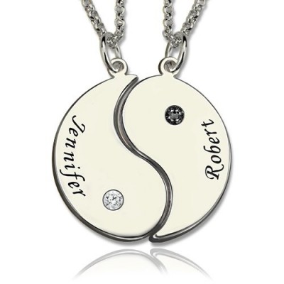 Geschenke für Ihn für Sie Yin Yang Halskette Set mit Namen birthstone