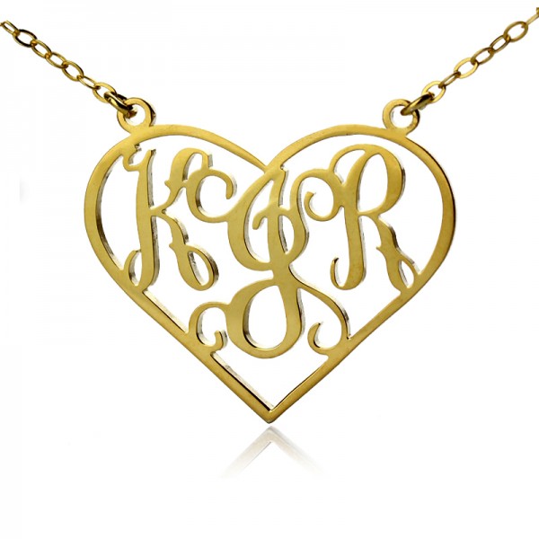 Solid Gold Initialen Monogramm Personalisierte Herz Halskette