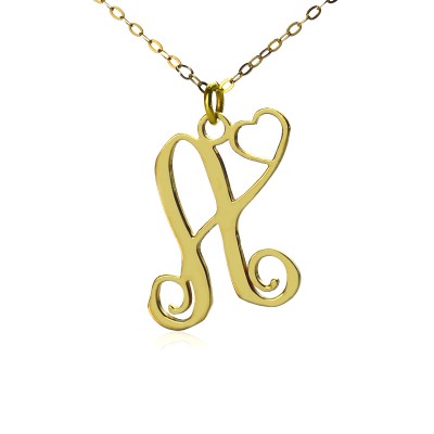 Eine personifizierte Initiale mit Herz Monogramm Halskette in 18 Karat Solid Gold