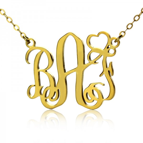 Personalisierte Initialen Monogramm Halskette 18ct Solid Gold mit Herz