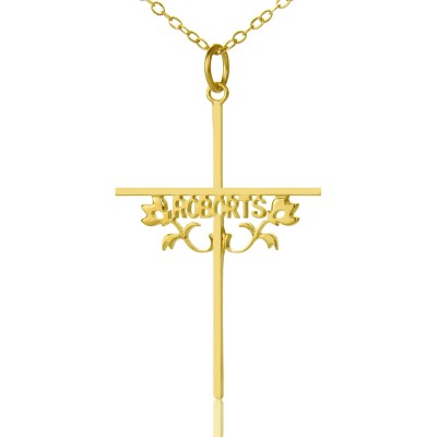 Gold plattiert 952 Silber Kreuz Name Halskette mit Rose