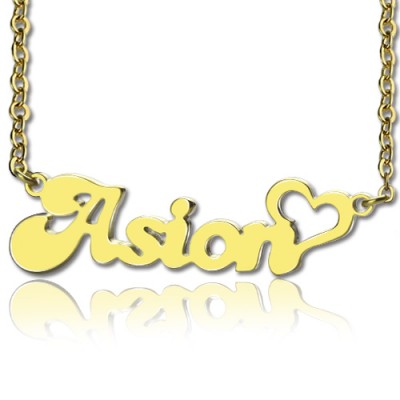Custom Name Halskette in18ct Gold überzogen mit Herz