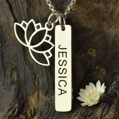 Yoga Halskette Lotus Flower Namensschild Sterling Silber