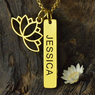 Yoga Lotus Blumen Bar Halskette 18 karätigem Gold überzogen