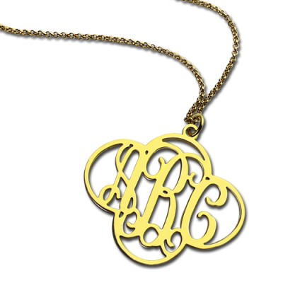 Personalisierte Ausschnitte Klee Monogramm Halskette 18 karätigem Gold überzogen