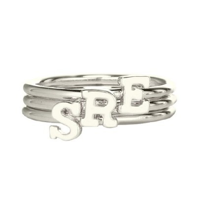 Personalisierte Frauen Midi Initial Ring Sterling Silber