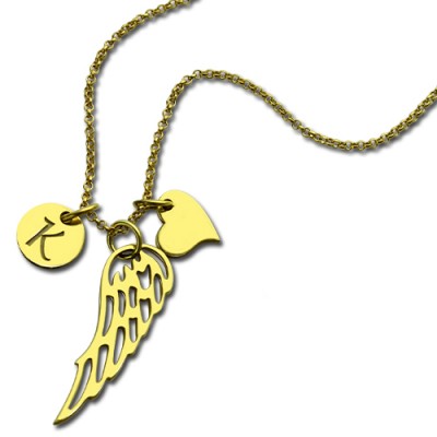 Good Luck Engels Flügel Halskette mit Anfangscharme 18 karätigem Gold überzogen