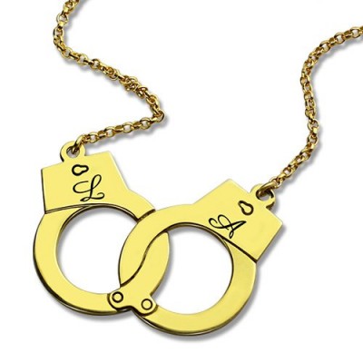 Personalisierte Handcuff Halskette 18 karätigem Gold überzogen