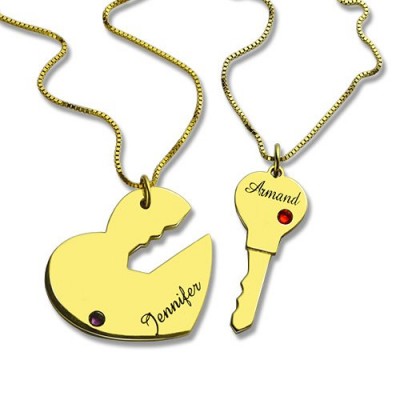 Schlüssel zu meinem Herzen Paar Namensanhänger Ketten Gold