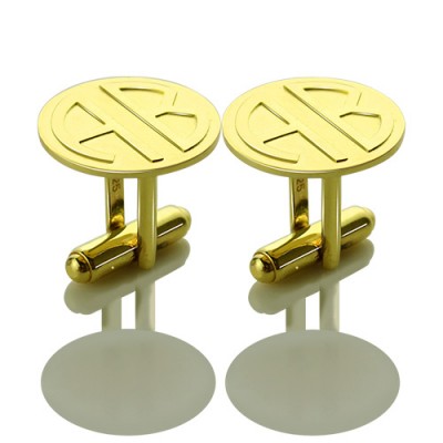 Manschettenknöpfe für Männer mit Block Monogramm 18 karätigem Gold überzogen