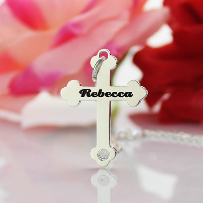 Silber Rebecca Front Kreuz Name Halskette