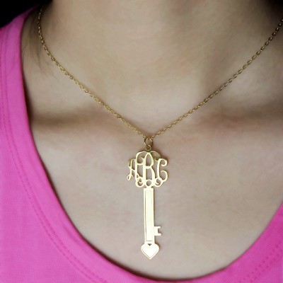 18ct Gold überzogener Key Monogramm Initialen Halskette
