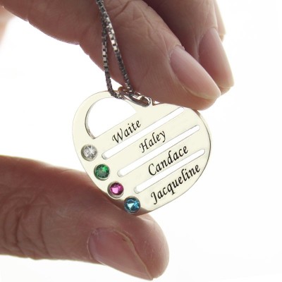 Mütter Herz Halskette Geschenk mit Geburtsstein Name Personalisierte