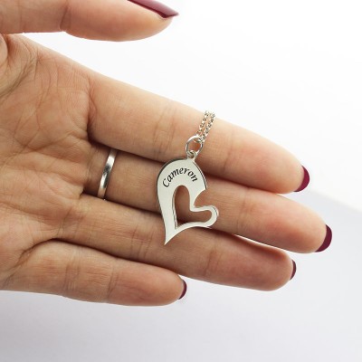 Personalisierte Zerbrechliche Herz Namen Halskette für Paare Silber