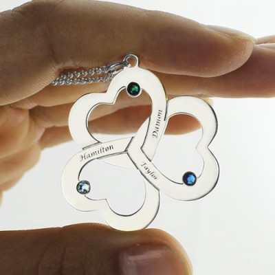 Personalisierte Drei Dreifache Herz Kleeblatt Halskette mit Namen