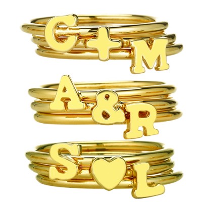 Stapelbare Initial Ring 18 Karat Gold überzogen