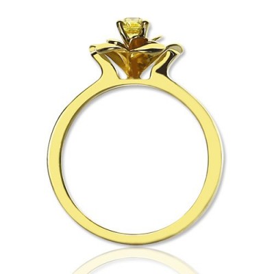 Versprich Rose Ring für sie mit 18 karätigem Gold überzogen Geburtsstein