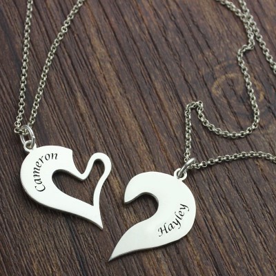 Personalisierte Zerbrechliche Herz Namen Halskette für Paare Silber