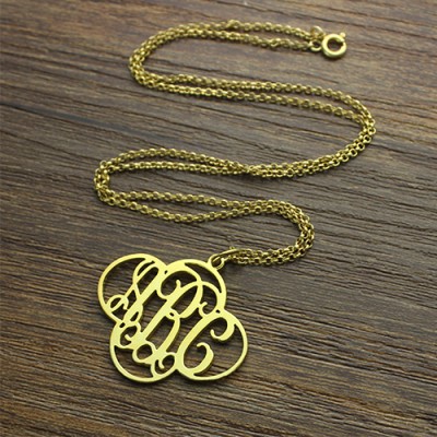 Personalisierte Ausschnitte Klee Monogramm Halskette 18 karätigem Gold überzogen