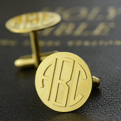 Coole Herren Manschettenknöpfe mit Monogramm Initiale 18 karätigem Gold überzogen