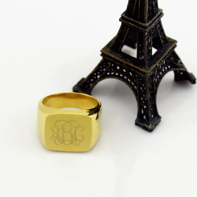 18ct Gold überzogene Art und Weise Monogramm Initialen Ring