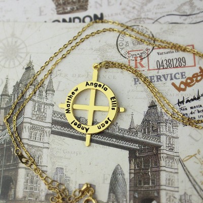 Vergoldetes Silber Latin Art Kreis Kreuz Halskette mit allen möglichen Namen