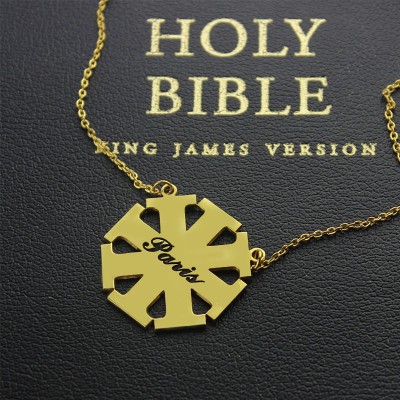 Customized Kreuz Halskette mit dem Namen 18 karätigem Gold überzogen 925 Silber