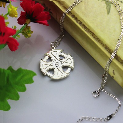 Gravierte Keltisches Kreuz Halskette Silber