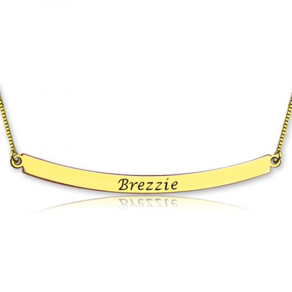 Personalisierte 18ct Gold überzogene Curved Bar Halskette