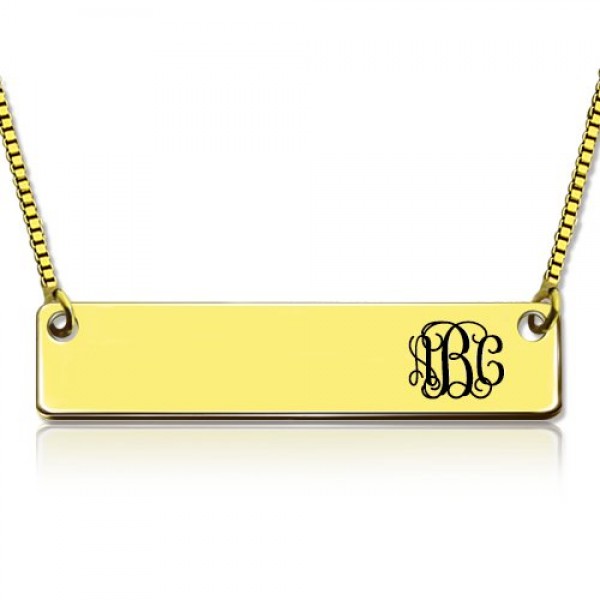 Personalisierte 18ct Gold überzogener Initial Bar Halskette Monogramm