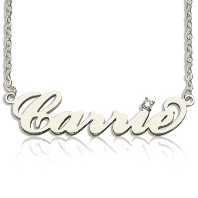 Sterling Silber Carrie Namenskette mit Birthstone