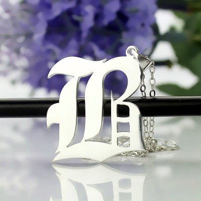 Personalisierte Anfangsbuchst Charm Old English Sterling Silber