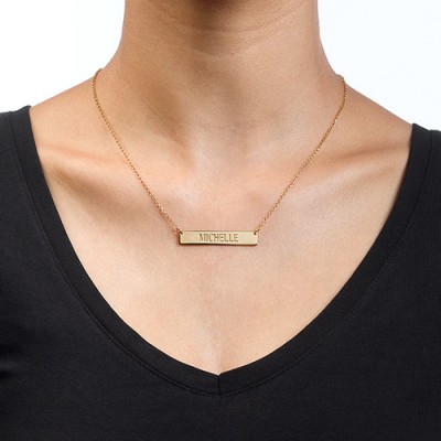 Gravierte Bar Halskette in Gold Plating