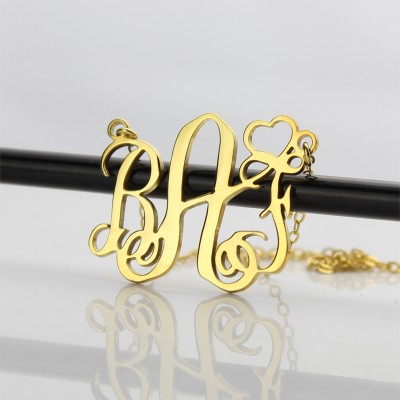 Personalisierte Initialen Monogramm Halskette mit Herz 18 karätigem Gold überzogen