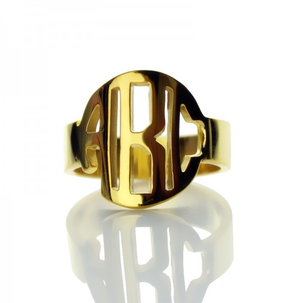 18ct Gold überzogener Block Monogramm Ring
