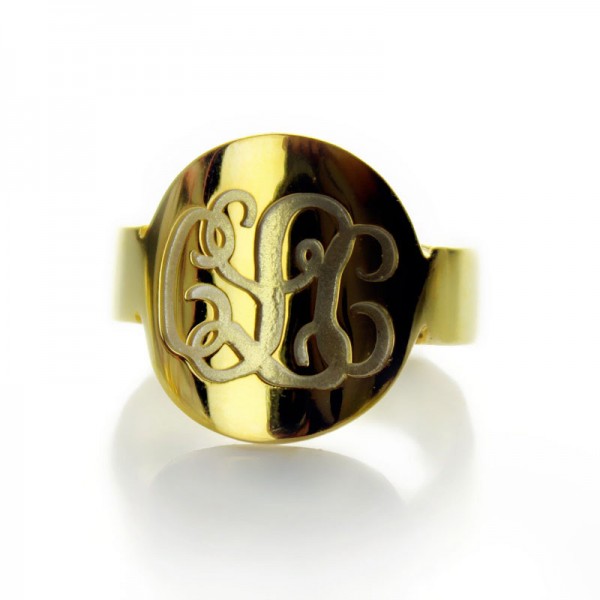 Gravierte 18ct Gold überzogener Skript Monogramm Itnitial Ring