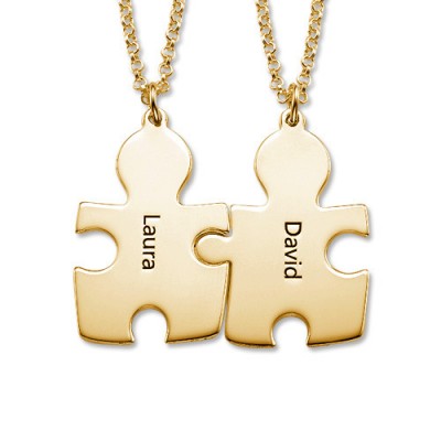 18 karätigem Gold überzogen Personalisierte Paares Puzzle Halskette