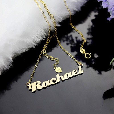 Personalisierte 18ct Solid Gold Puff Font Name Halskette