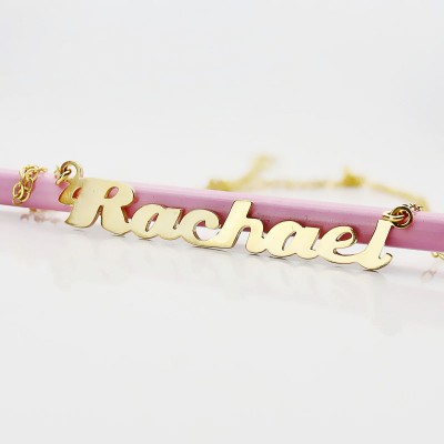 Personalisierte 18ct Solid Gold Puff Font Name Halskette