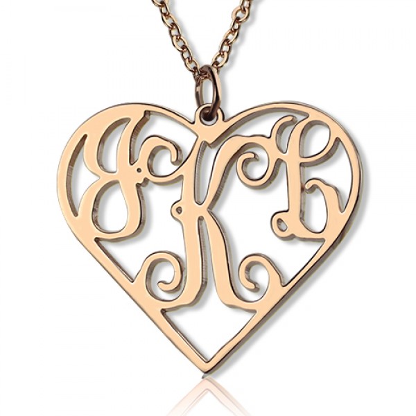 Feste 18ct Rose Gold Initialen Monogramm Personalisierte Herz Halskette
