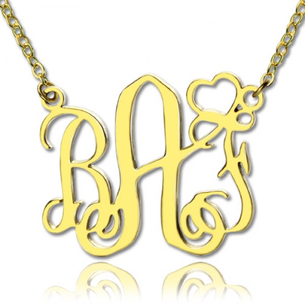 Personalisierte Initialen Monogramm Halskette mit Herz 18 karätigem Gold überzogen