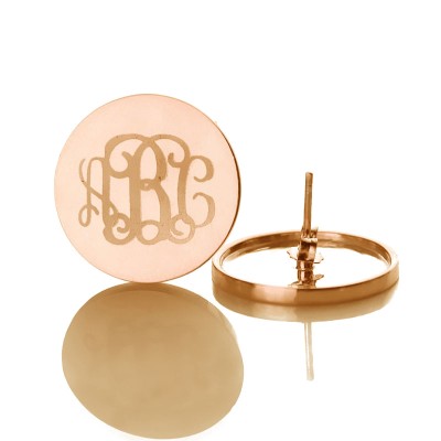 Kreis Monogramm 3 Ohrringe mit dem Buchstaben Name Ohrringe Feste 18ct Rose Gold
