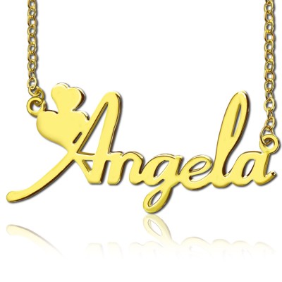 Personalisierte Solid Gold Fiolex Girls Schriftart Herz Namen Halskette