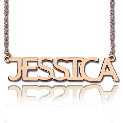 Solide Rose Gold überzog Jessica Art Name Halskette