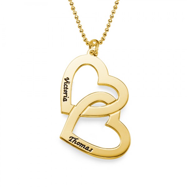 18CT Personalized Gold überzogenes Herz in Herz Halskette