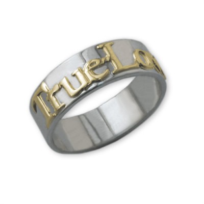 Personalisierte Promise Ring in 18 karätigem Gold und Silber
