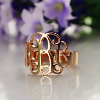 Personalisierte Rose Gold Monogramm Ring