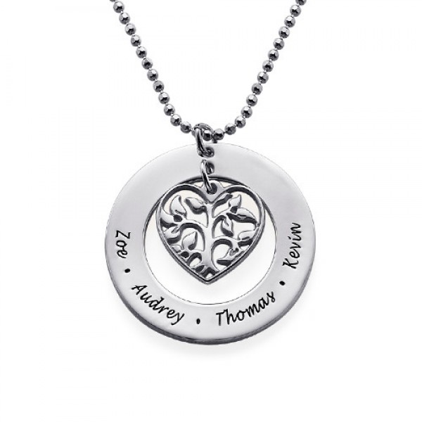 Geschenke für Mamma Herz Familien Baum Halskette