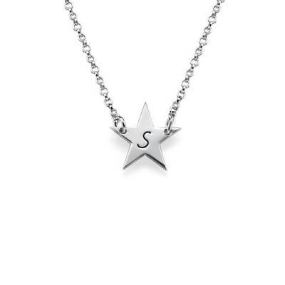 Sterling Silver Star Initial Halskette